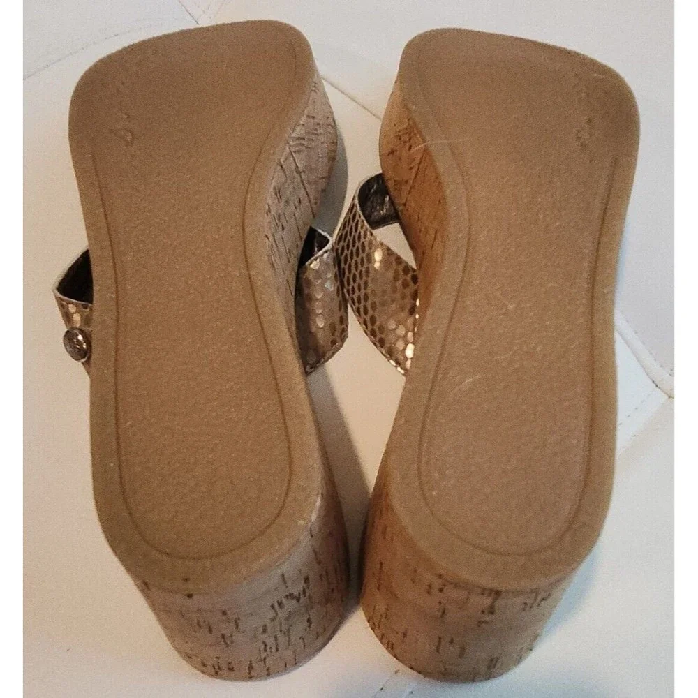 SAM EDELMAN Womens Shoes Leather Espadrille Platform cork Wedge Sandals ROMY 9 M